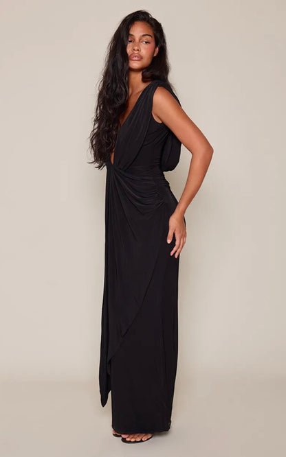 Pretty Little Thing Plunge Drape Maxi