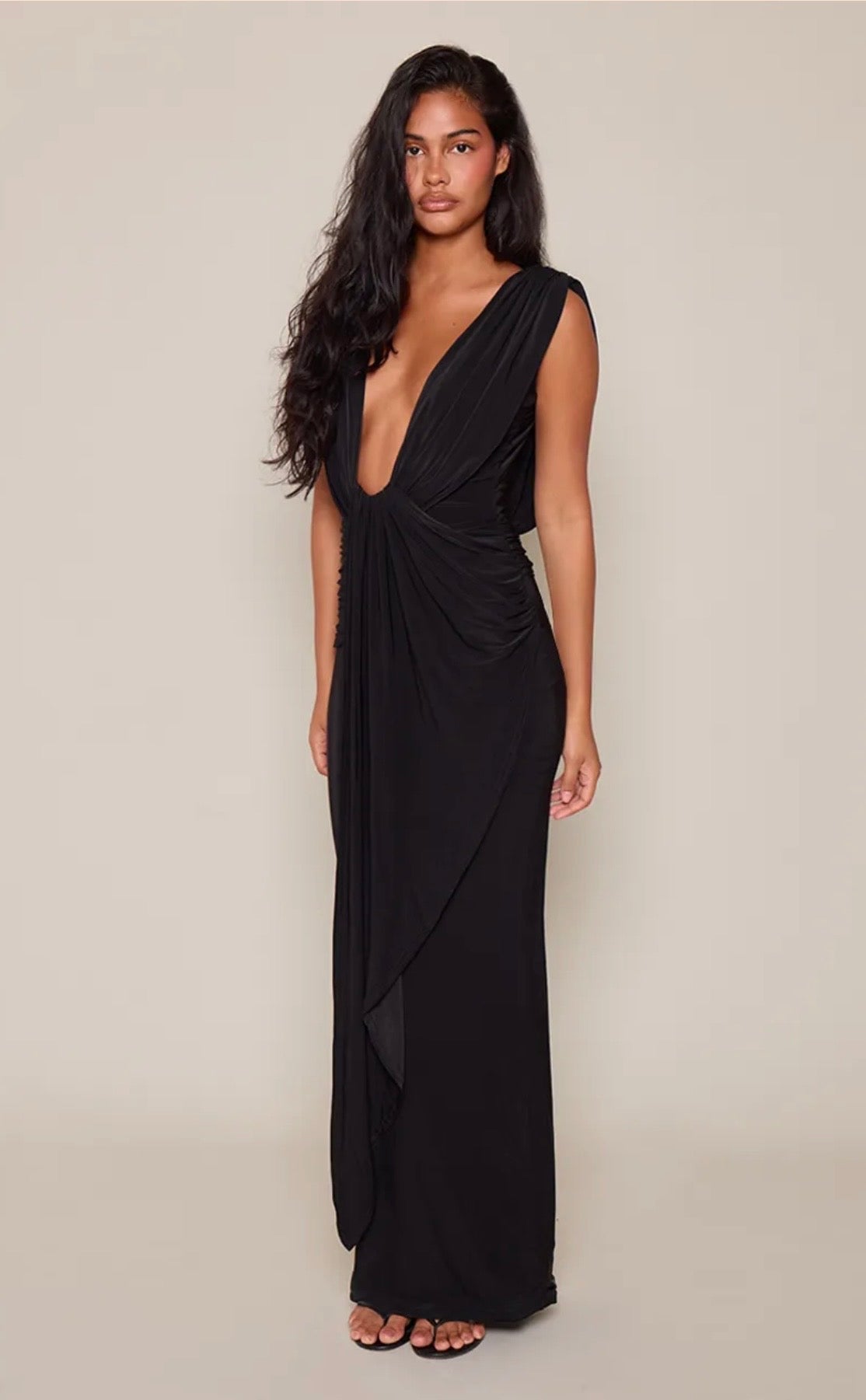 Pretty Little Thing Plunge Drape Maxi